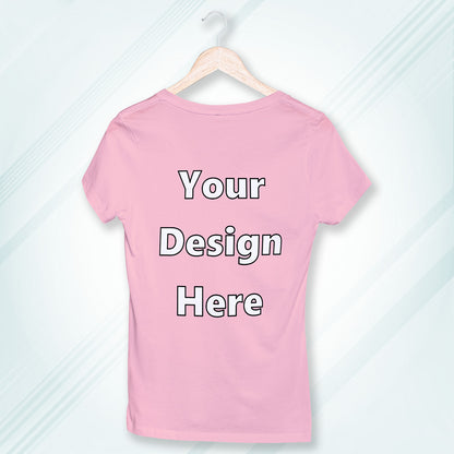 Light Pink Round Neck Classic Customized T-Shirt Front Design | Women