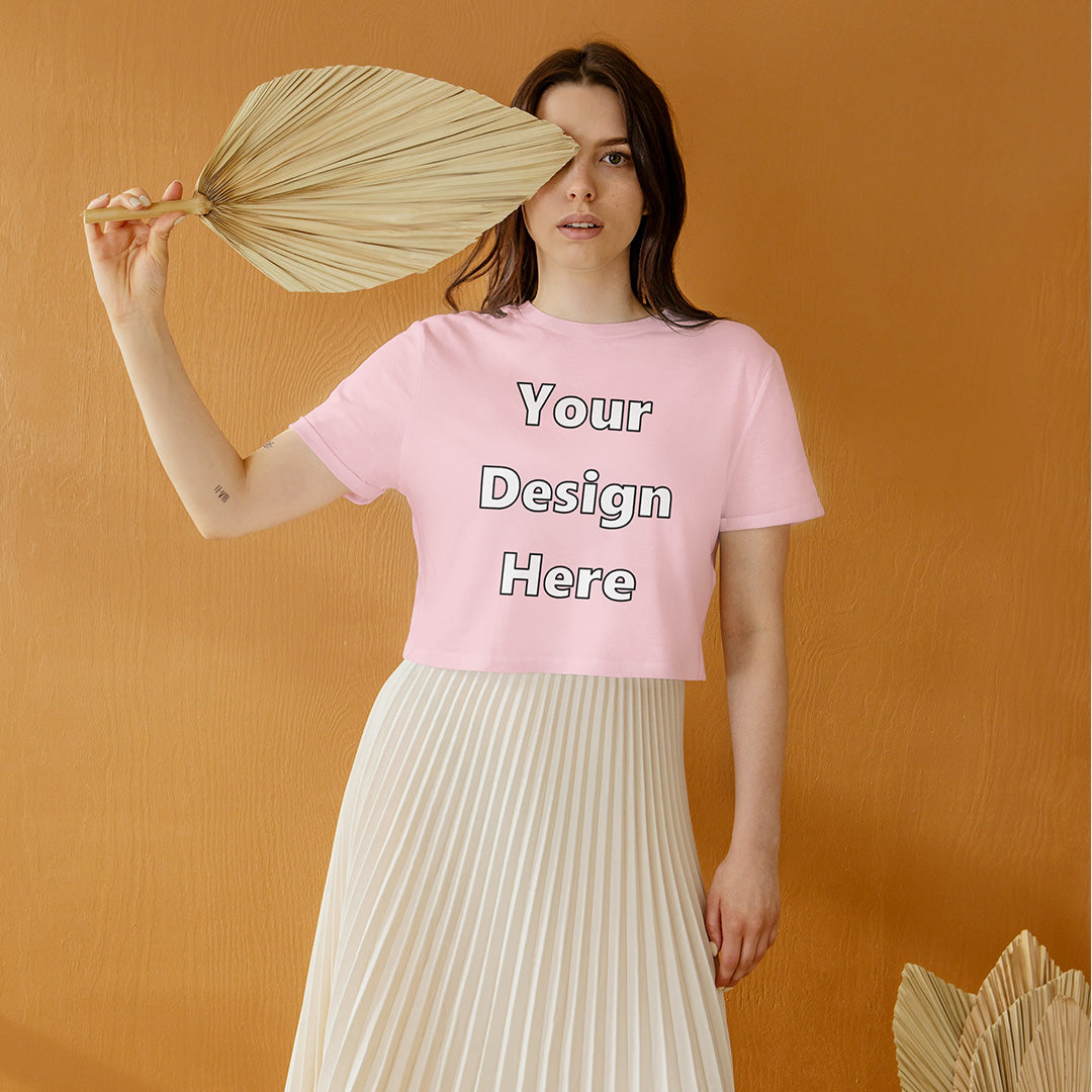 Light Pink Customized Regular Fit Crop Top Front Design | Women