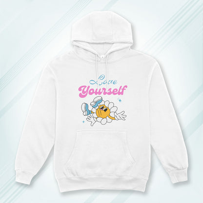White Solid Hooded Sweatshirt | Love Yourself Unisex Hoodies