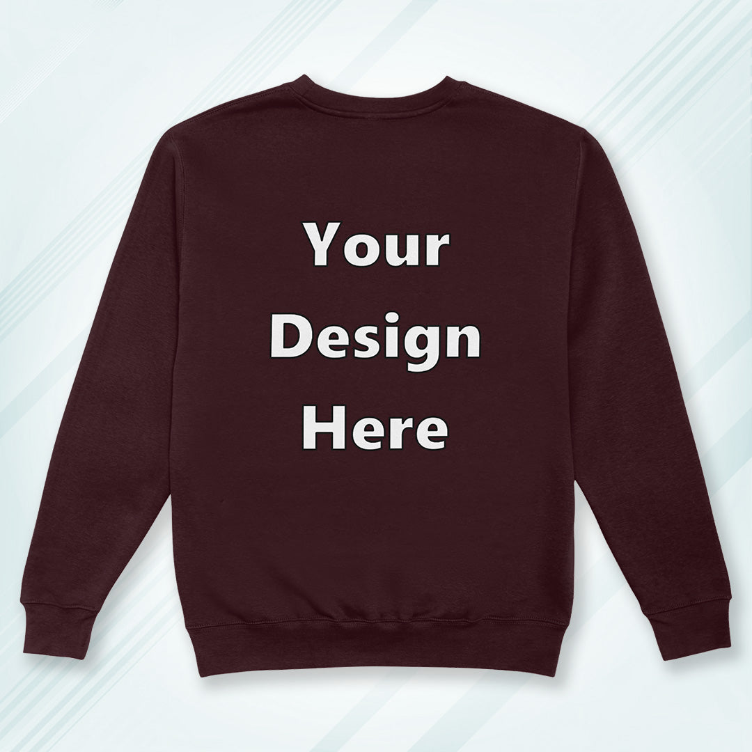 Maroon Back Customized Cotton Solid Sweatshirt | Unisex