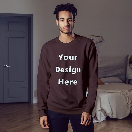 Maroon Front Customized Cotton Solid Sweatshirt | Unisex