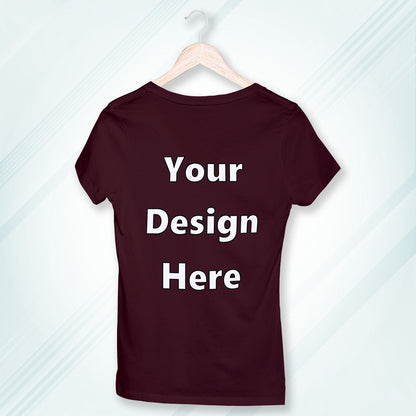 Maroon Round Neck Classic Customized T-Shirt Front Design | Women