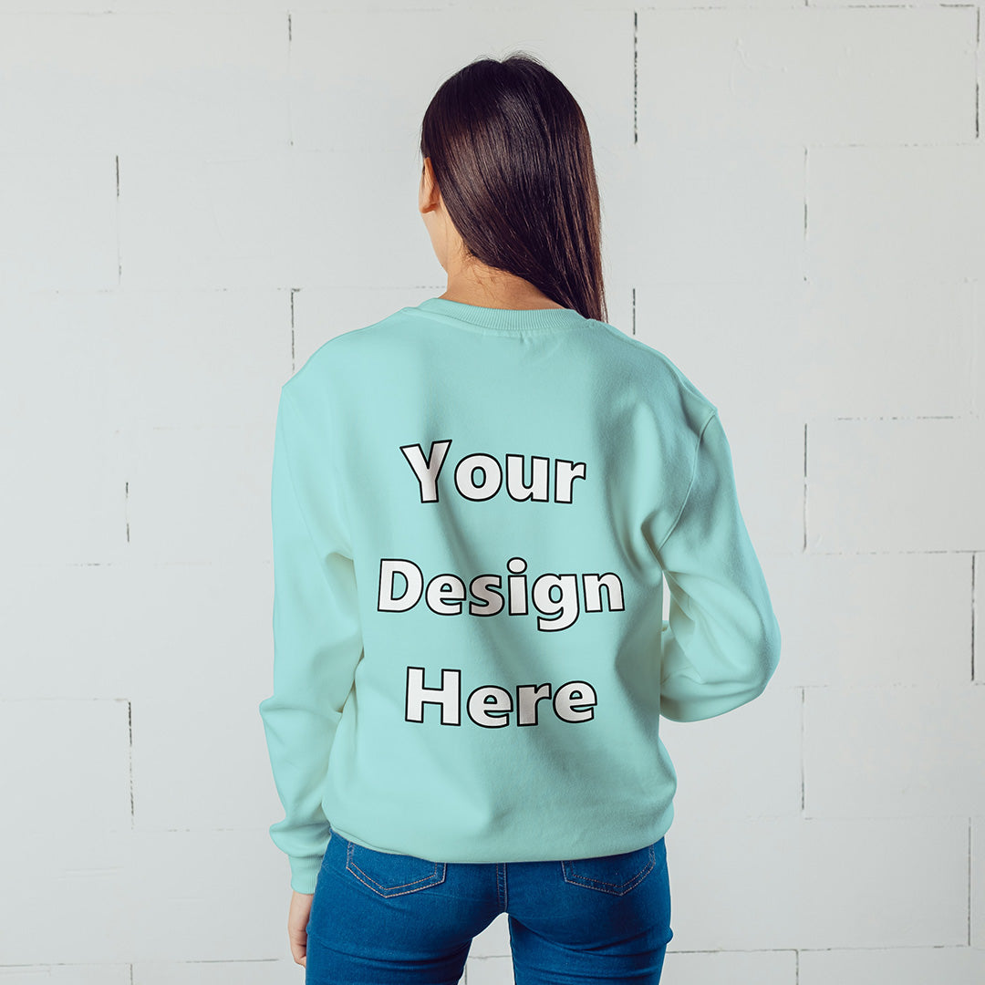 Mint Back Customized Cotton Solid Sweatshirt | Unisex