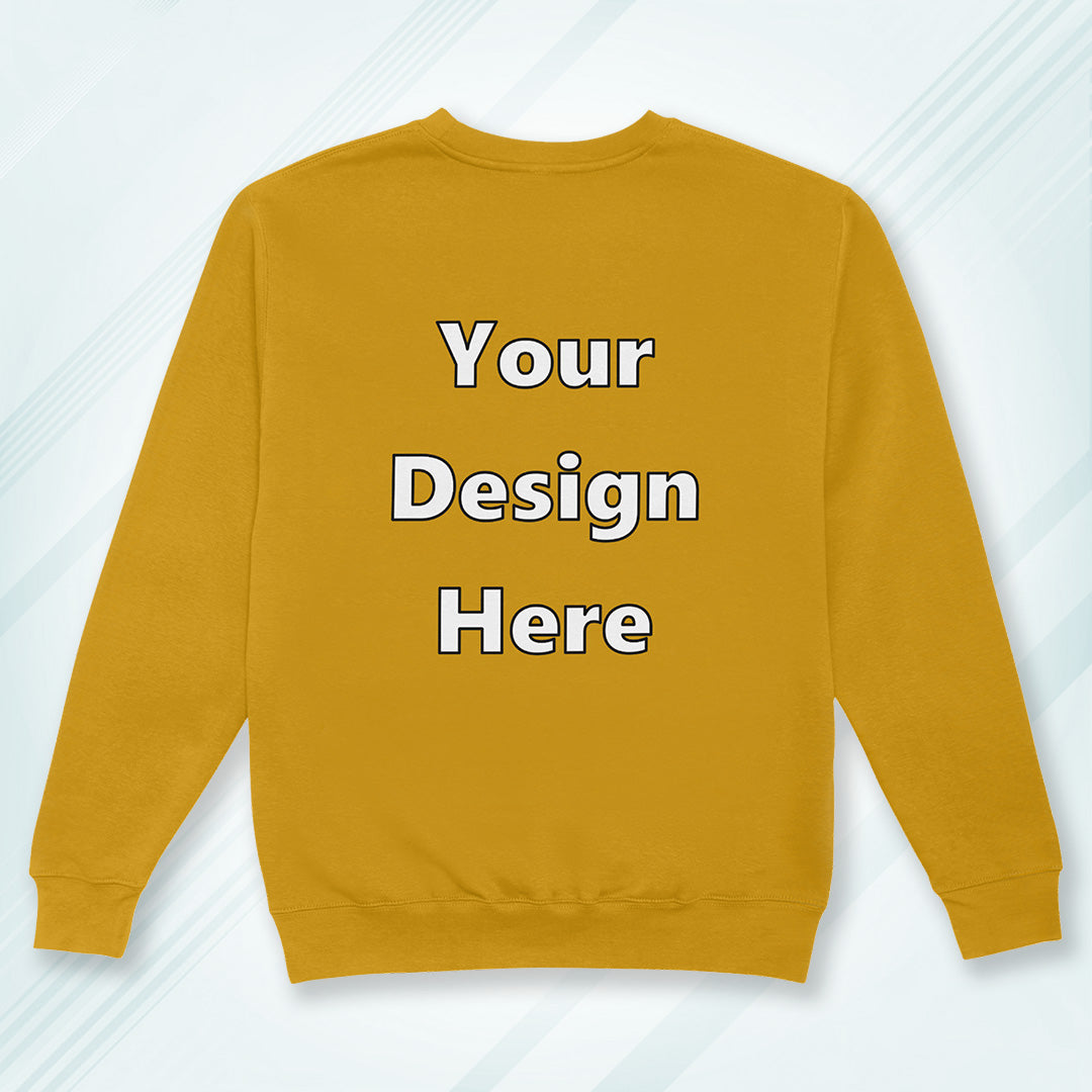 Mustard Yellow Back Customized Cotton Solid Sweatshirt | Unisex