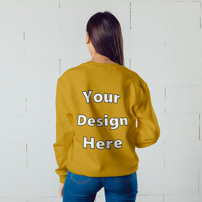 Mustard Yellow Back Customized Cotton Solid Sweatshirt | Unisex
