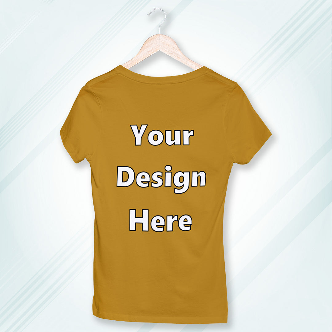 Mustard Yellow Round Neck Classic Customized T-Shirt Front Design | Women