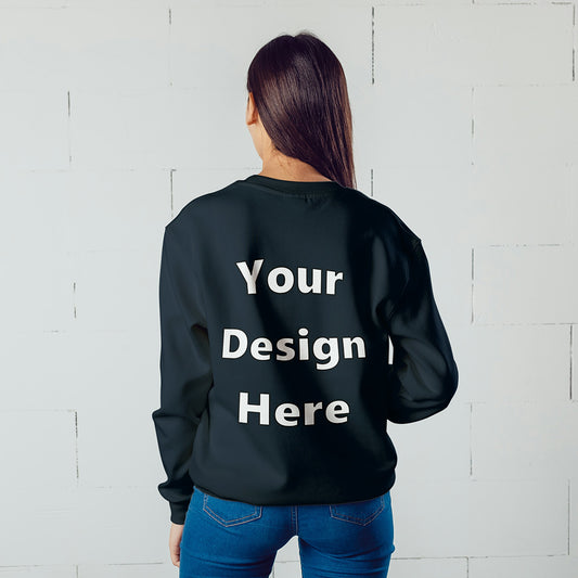 Navy Back Customized Cotton Solid Sweatshirt | Unisex