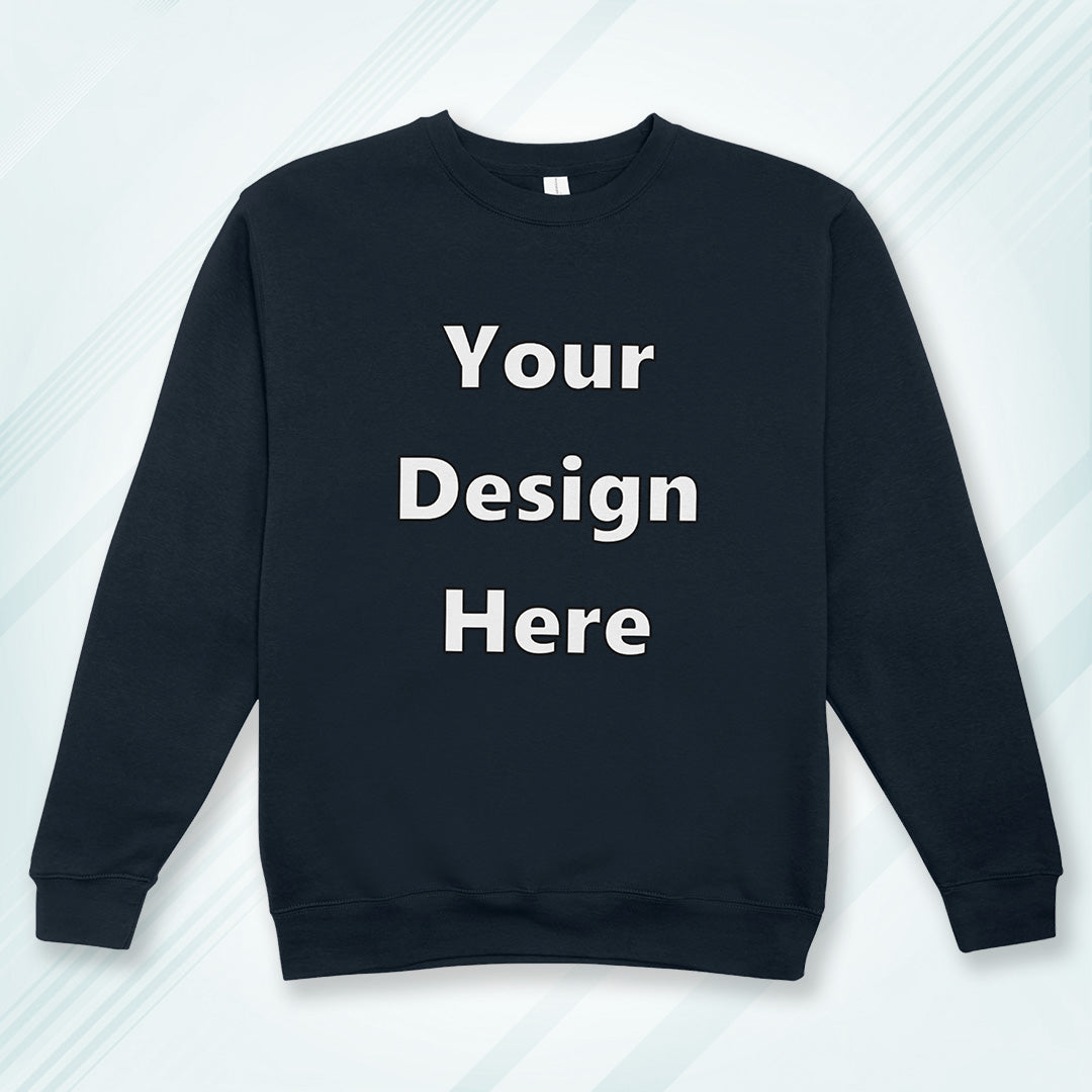 Navy Front Customized Cotton Solid Sweatshirt | Unisex