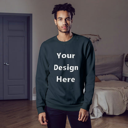 Navy Front Customized Cotton Solid Sweatshirt | Unisex