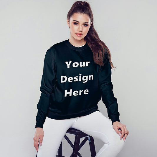 Navy Front Customized Cotton Solid Sweatshirt | Unisex