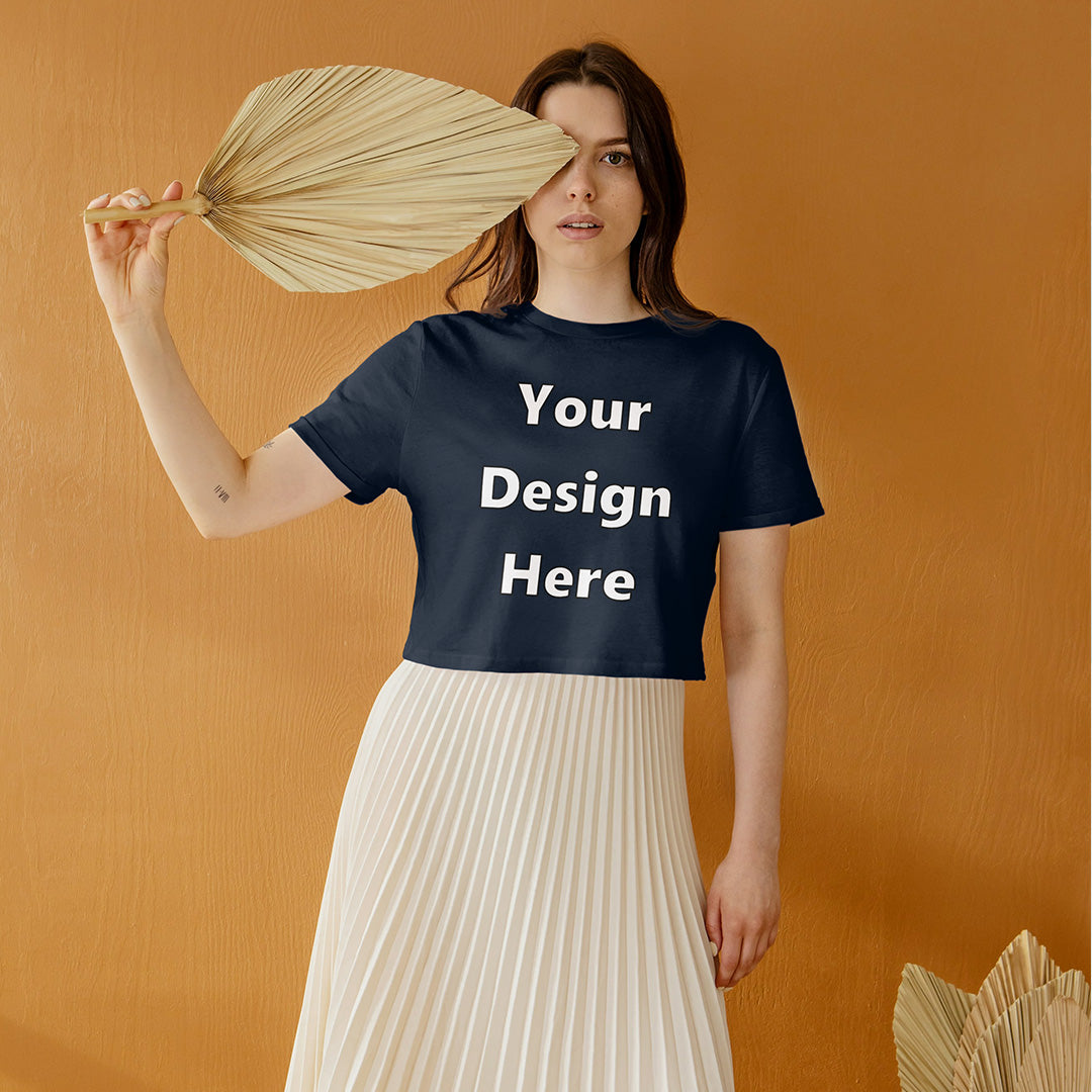 Navy Customized Regular Fit Crop Top Front Design | Women