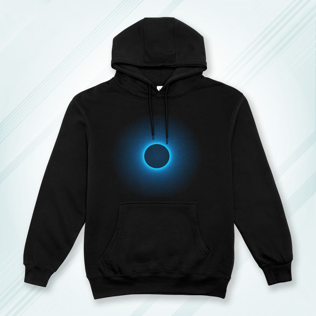 Black Solid Hooded Sweatshirt | Neon Blue Spirograph Unisex Hoodies