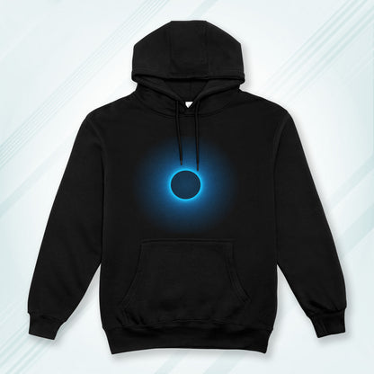 Black Solid Hooded Sweatshirt | Neon Blue Spirograph Unisex Hoodies