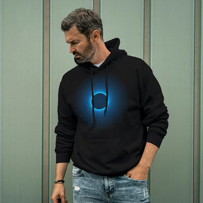 Black Solid Hooded Sweatshirt | Neon Blue Spirograph Unisex Hoodies