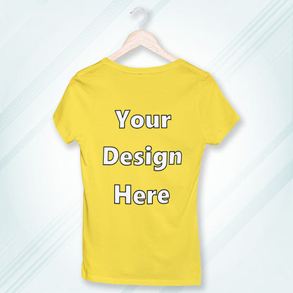New Yellow Round Neck Classic Customized T-Shirt Front Design | Women