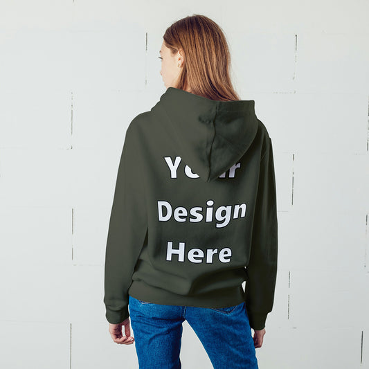 Olive Green Back Customized Hoodie Sweatshirt | Unisex