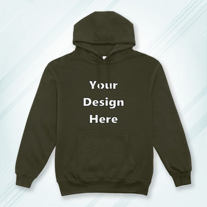 Olive Green Front Customized Hoodie Sweatshirt | Unisex