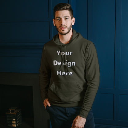 Olive Green Front Customized Hoodie Sweatshirt | Unisex