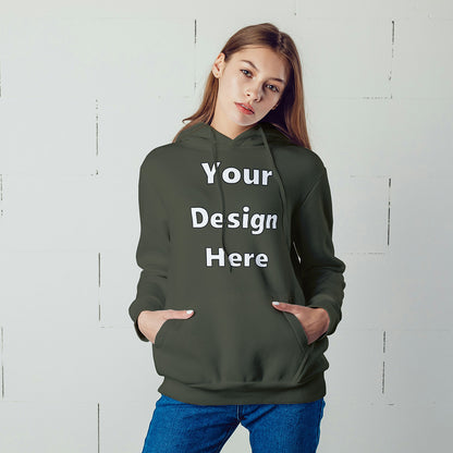 Olive Green Front Customized Hoodie Sweatshirt | Unisex