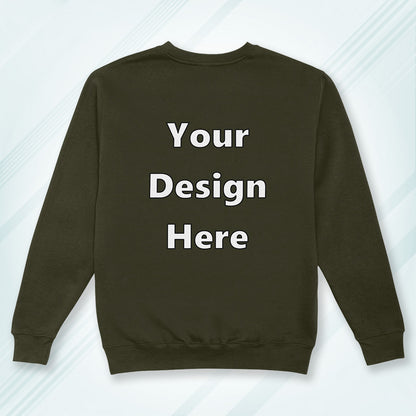 Olive Green Back Customized Cotton Solid Sweatshirt | Unisex
