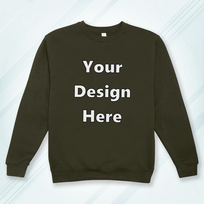 Olive Green Front Customized Cotton Solid Sweatshirt | Unisex