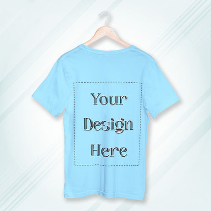 Baby Blue Round Neck Oversized Cotton Front Customized Design | Unisex
