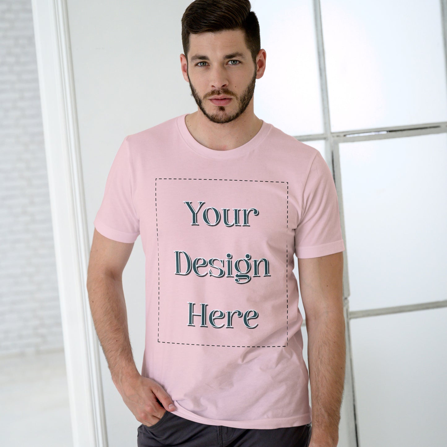 Baby Pink Round Neck Oversized Cotton Front Customized Design | Unisex