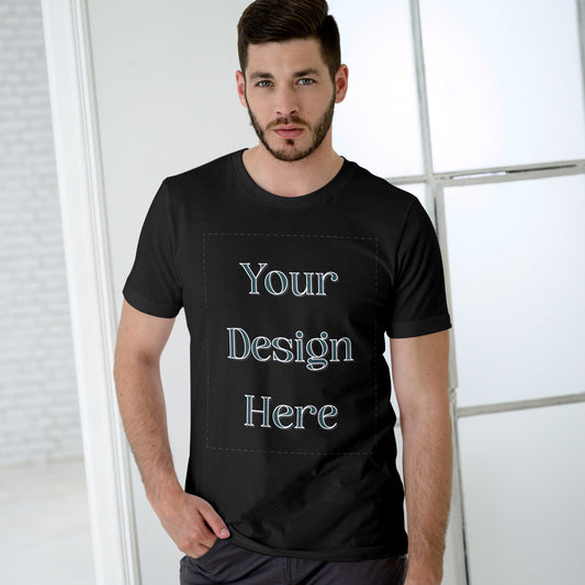 Black Round Neck Oversized Cotton Front Customized Design | Unisex