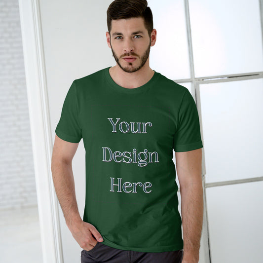 Bottle Green Round Neck Oversized Cotton Front Customized Design | Unisex