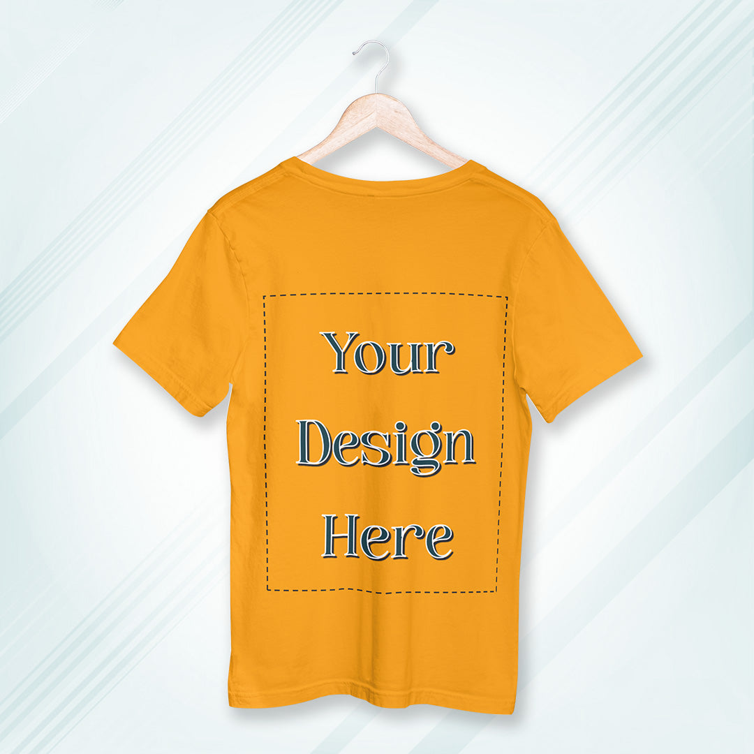 Golden Yellow Round Neck Oversized Cotton Front Customized Design | Unisex
