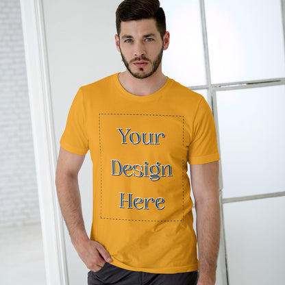 Golden Yellow Round Neck Oversized Cotton Front Customized Design | Unisex