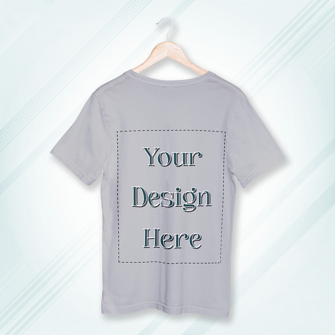 Grey Melange Round Neck Oversized Cotton Front Customized Design | Unisex