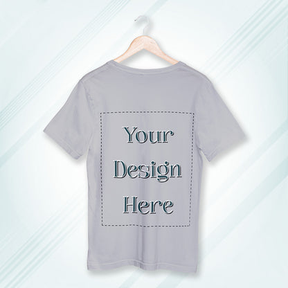 Grey Melange Round Neck Oversized Cotton Front Customized Design | Unisex
