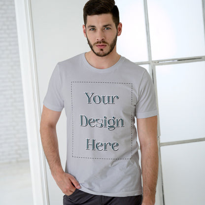 Grey Melange Round Neck Oversized Cotton Front Customized Design | Unisex