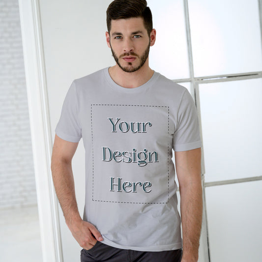 Grey Melange Round Neck Oversized Cotton Front Customized Design | Unisex