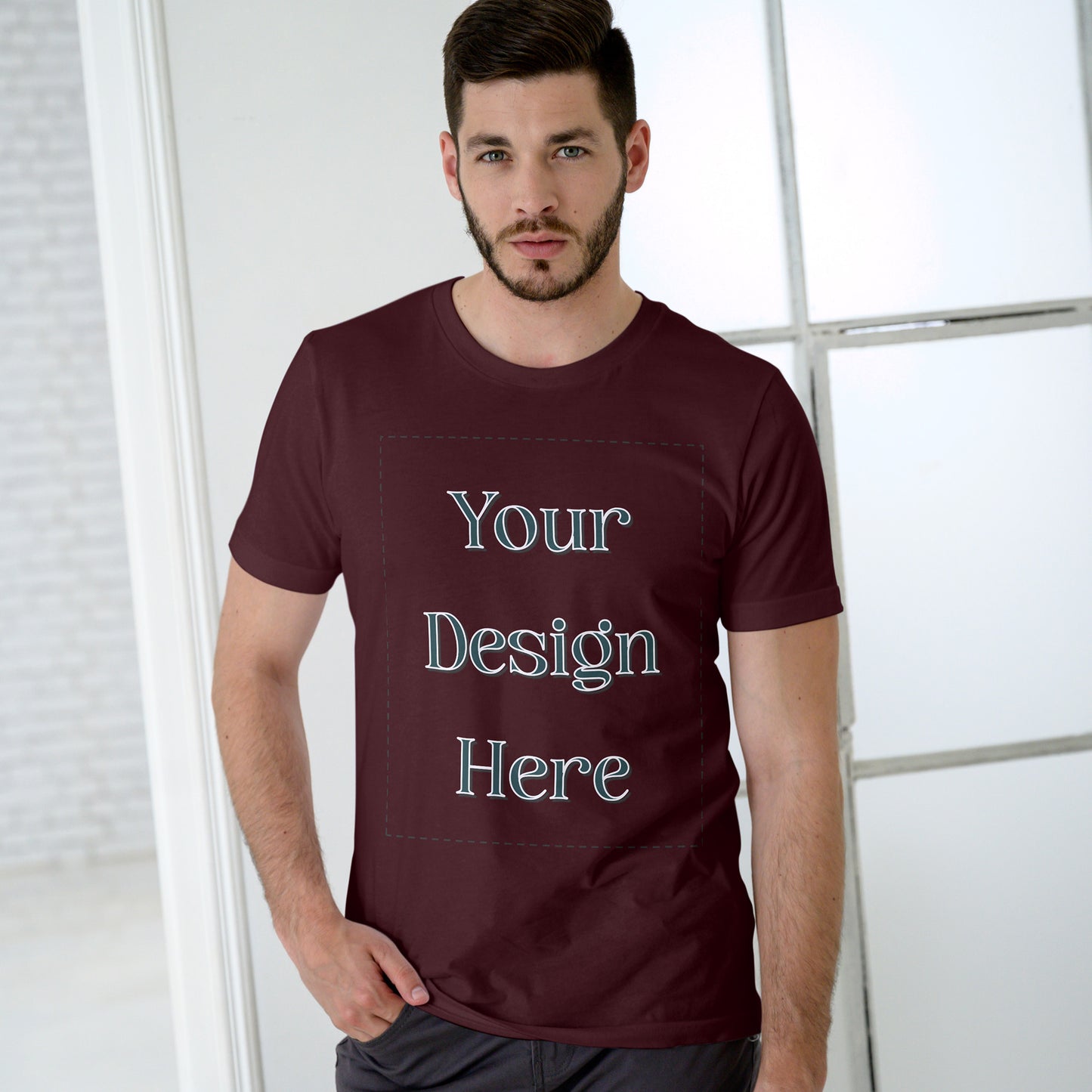 Maroon Round Neck Oversized Cotton Front Customized Design | Unisex