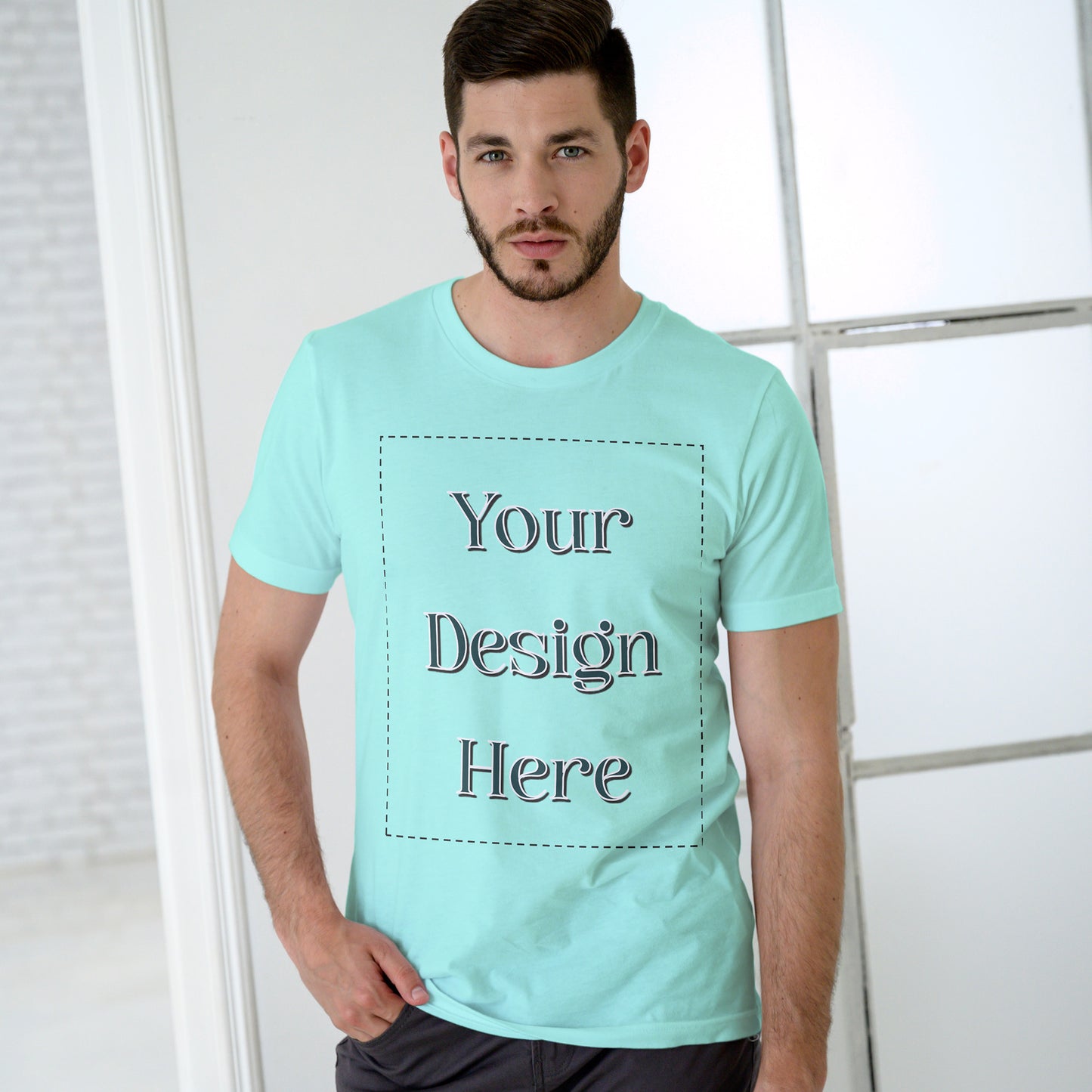 Mint Round Neck Oversized Cotton Front Customized Design | Unisex