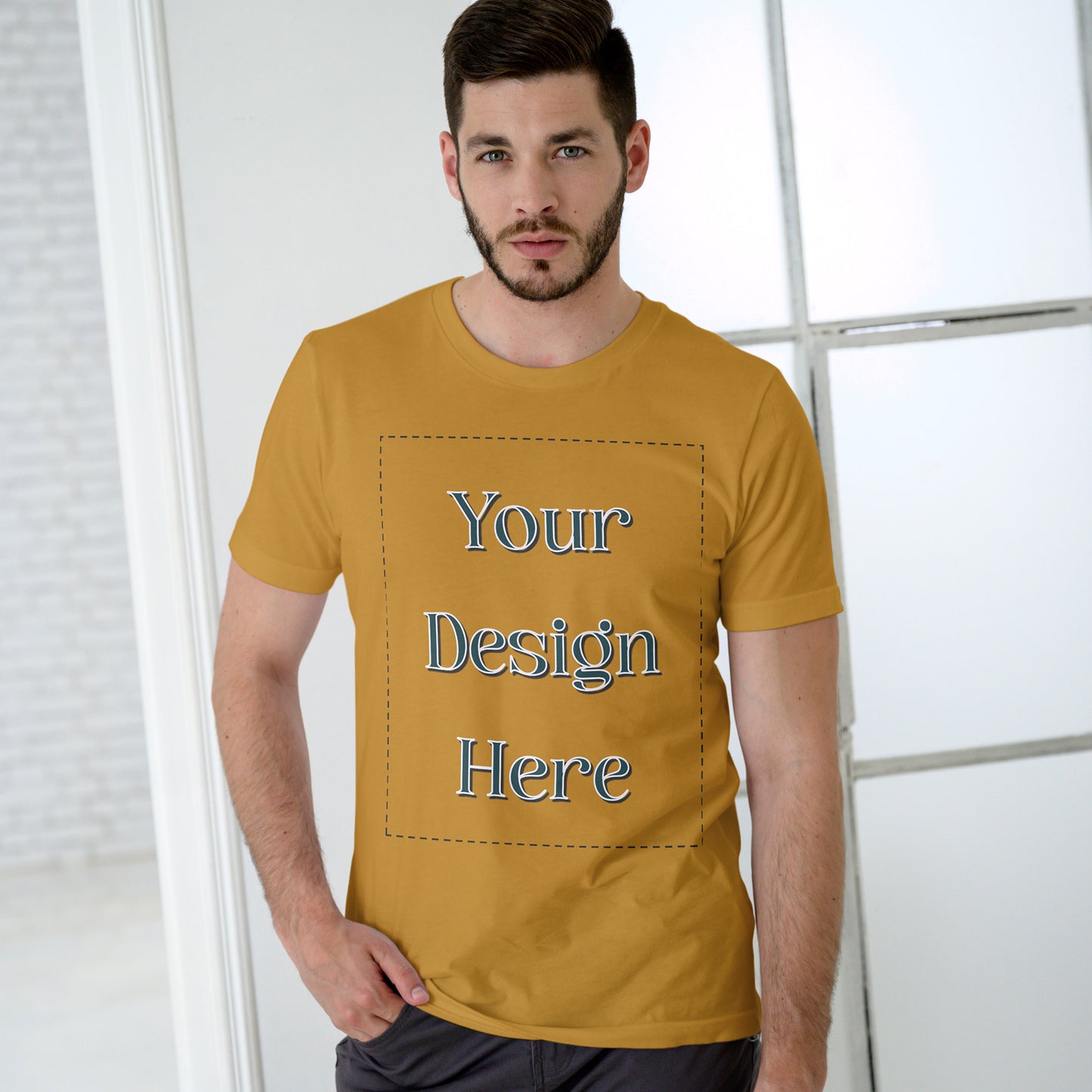 Mustard Yellow Round Neck Oversized Cotton Front Customized Design | Unisex