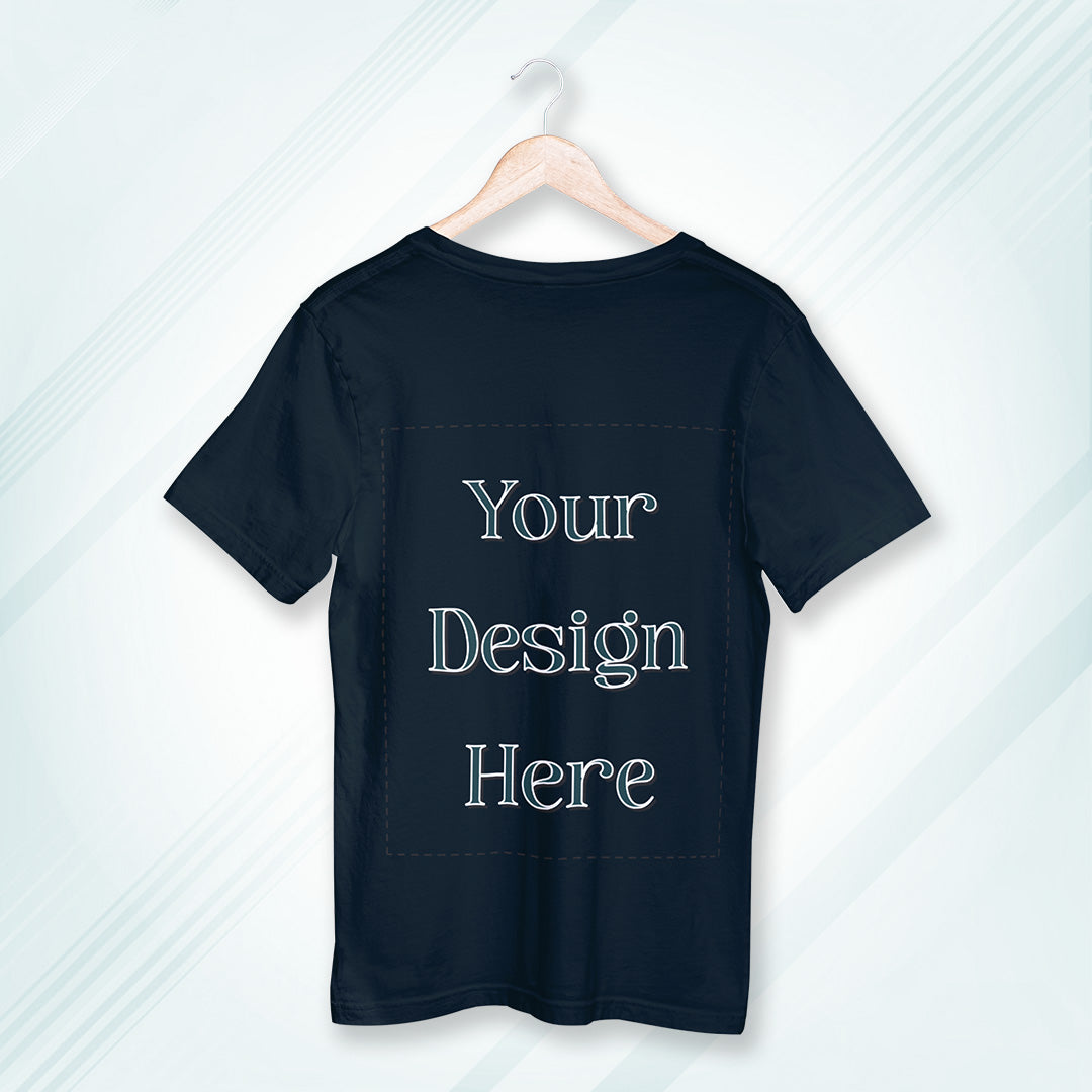 Navy Round Neck Oversized Cotton Front Customized Design | Unisex