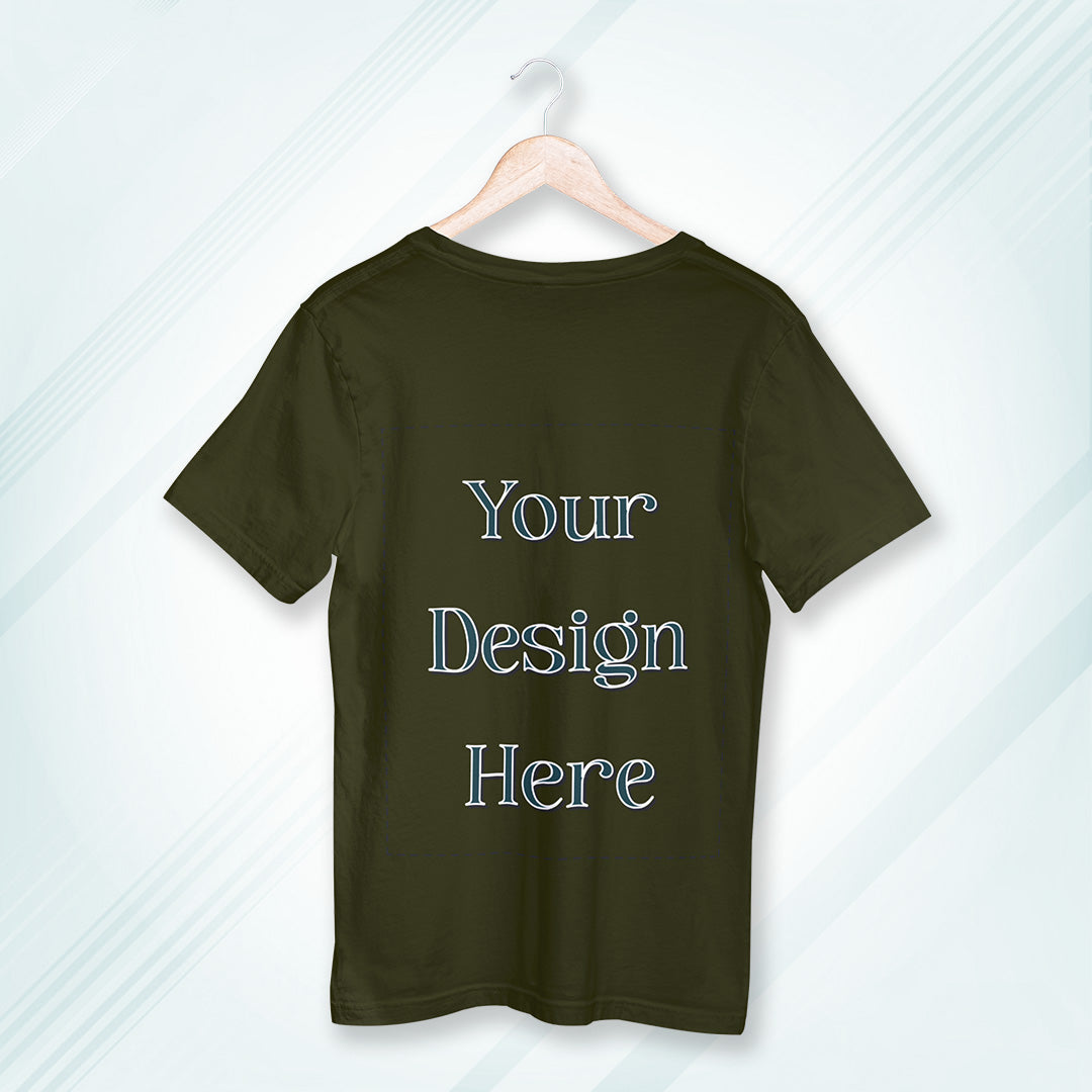 Olive Green Round Neck Oversized Cotton Front Customized Design | Unisex
