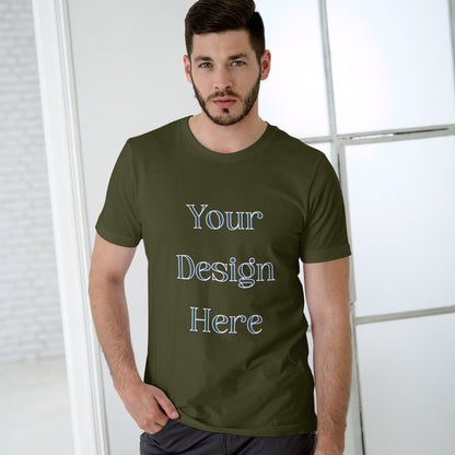 Olive Green Round Neck Oversized Cotton Front Customized Design | Unisex