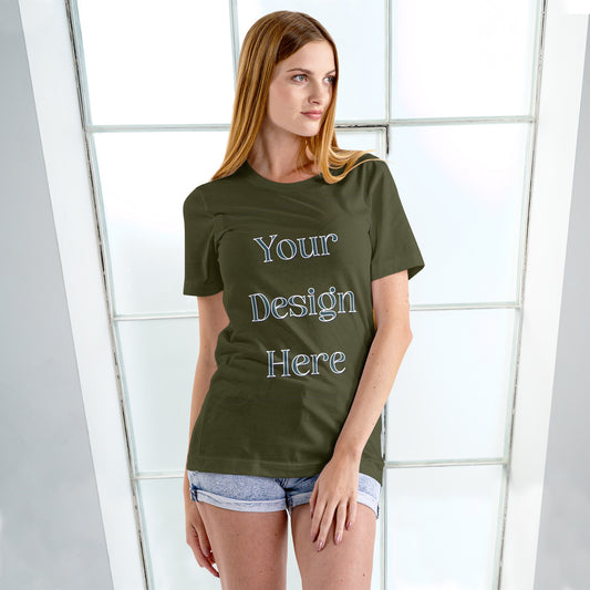 Olive Green Round Neck Oversized Cotton Front Customized Design | Unisex