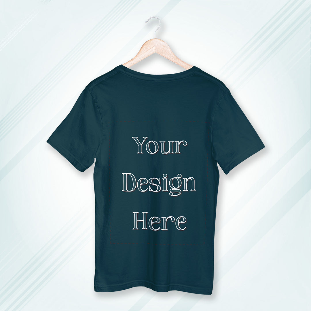 Petrol Blue Round Neck Oversized Cotton Front Customized Design | Unisex