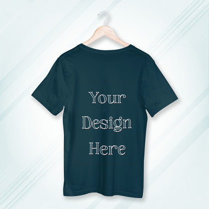 Petrol Blue Round Neck Oversized Cotton Front Customized Design | Unisex