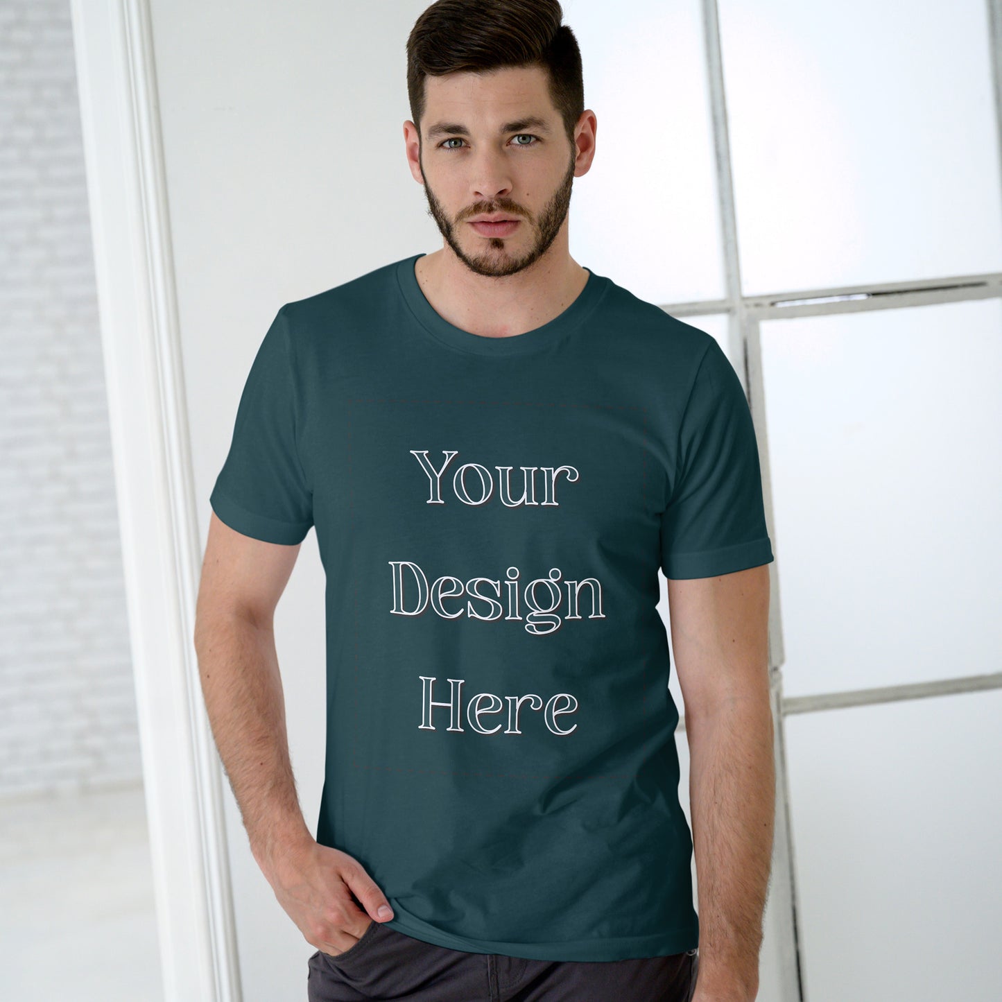 Petrol Blue Round Neck Oversized Cotton Front Customized Design | Unisex