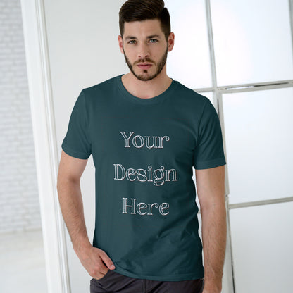 Petrol Blue Round Neck Oversized Cotton Front Customized Design | Unisex