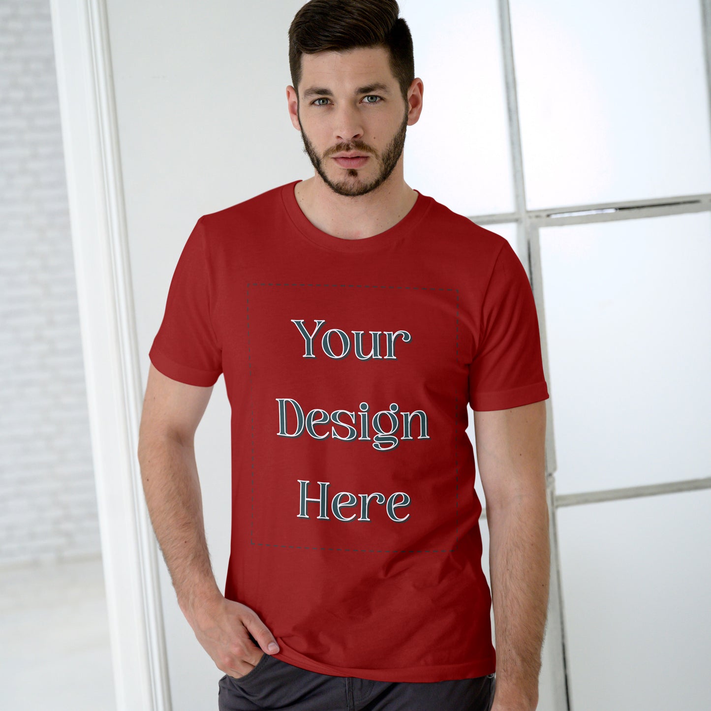 Red Round Neck Oversized Cotton Front Customized Design | Unisex