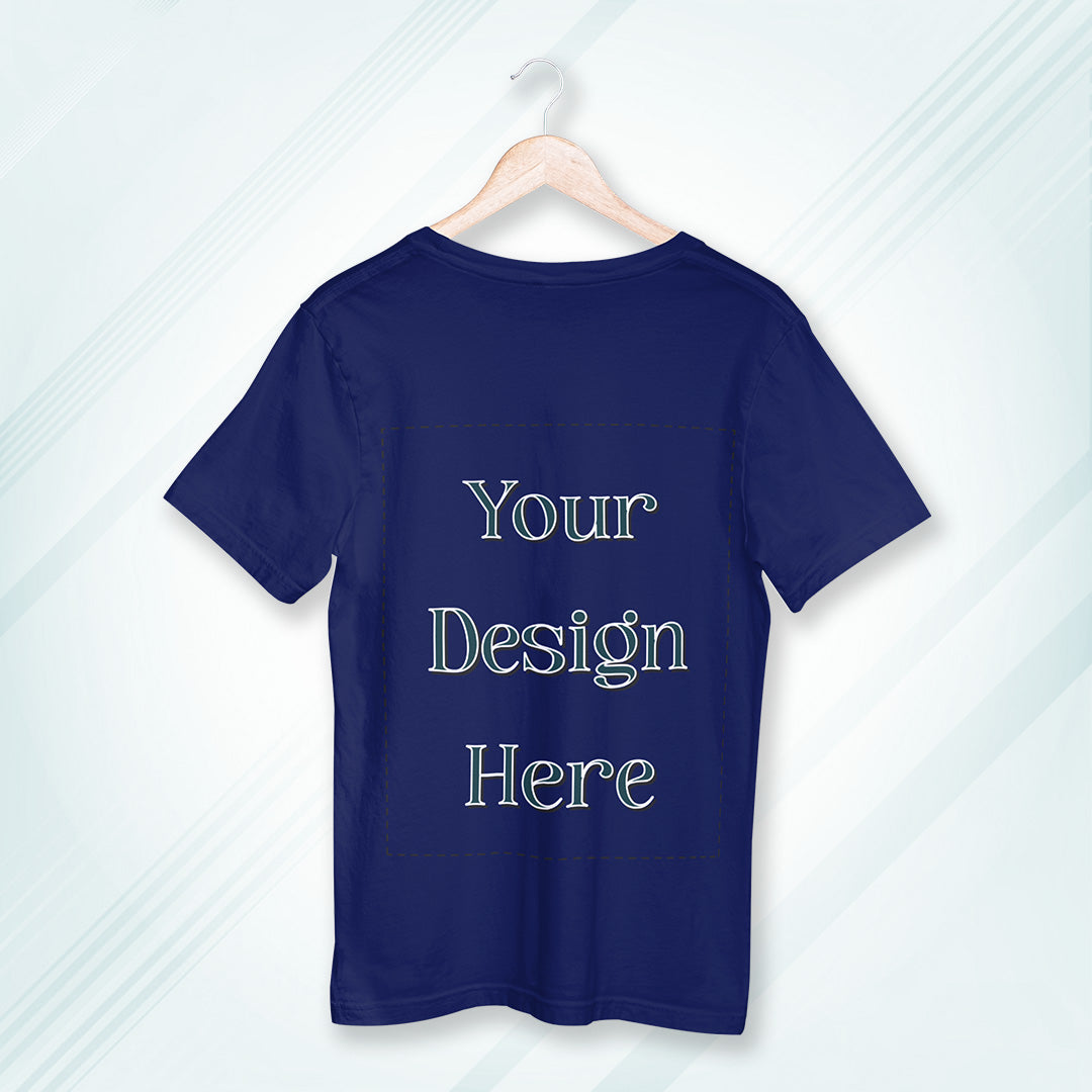 Royal Blue Round Neck Oversized Cotton Front Customized Design | Unisex