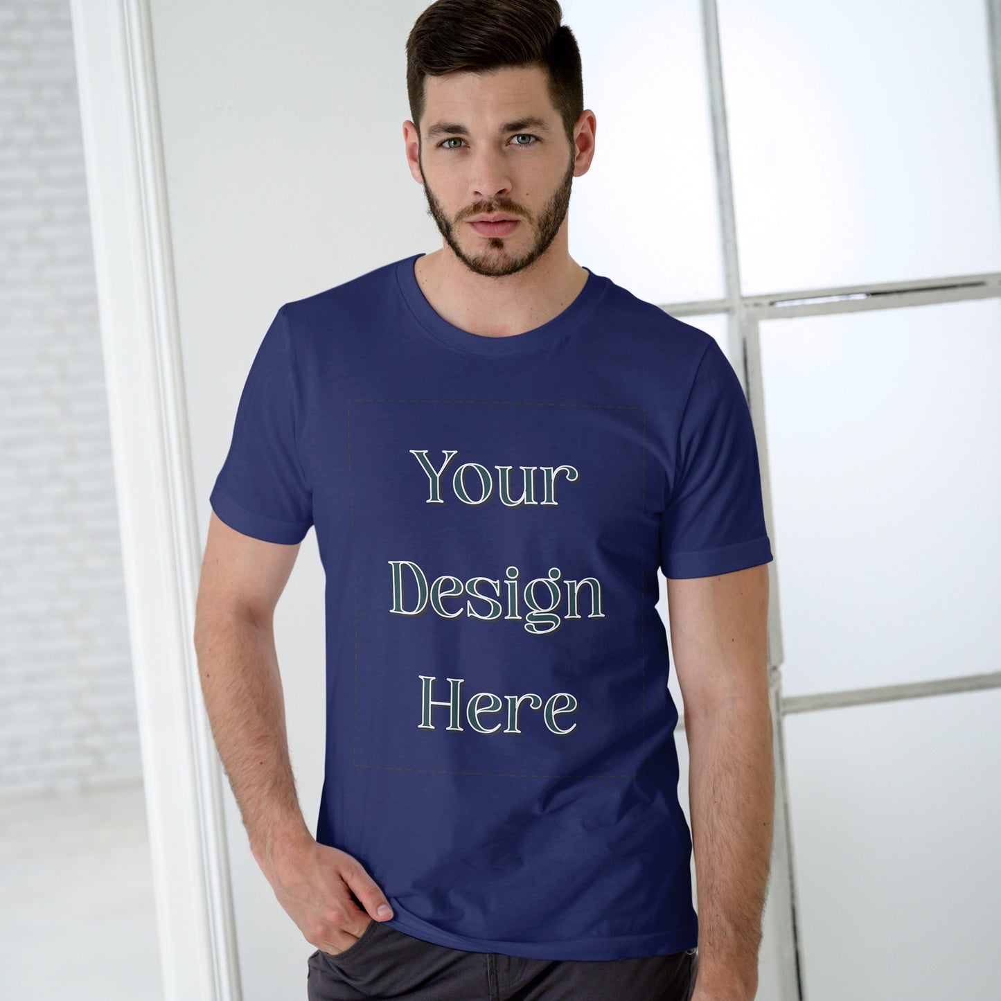 Royal Blue Round Neck Oversized Cotton Front Customized Design | Unisex