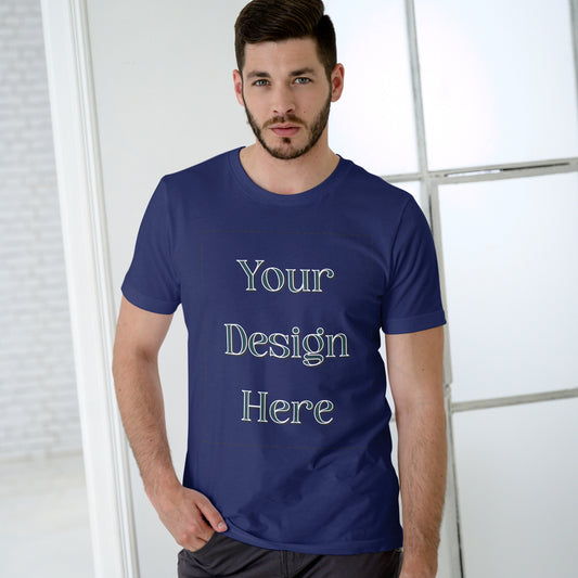 Royal Blue Round Neck Oversized Cotton Front Customized Design | Unisex